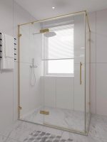 Душевой угол распашной 1300х900x2000 цвет профиля Золото брашинг стекло прозрачное осветленное AL-SP-13090-00-G-C4 Premium Veconi