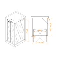 Душевой уголок RGW PA-144 (PA-104 + Z-050-2 + O-204) прямоугольный   80*100*195 060814480-11 профиль Хром стекло Прозрачное 6 мм RGW