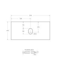 Столешница из керамогранита под накладную раковину 1016x468х10 мм KEP-100-CESTR-W0 Cemento Struttura (структурное покрытие) BELBAGNO