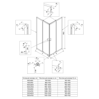 Душевой угол раздвижной RV27CH-10090-01-C8 1000x900x1900 Цвет профиля Хром Стекло Прозрачное Veconi