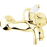 ELITE-VM-03-Bi Смеситель для ванны и душа однорычажный, исполнение золото, ручка белая без шланга и ручного душа ELITE-VM-03/24-Bi Золото 24 карат ручка  Белая Cezares