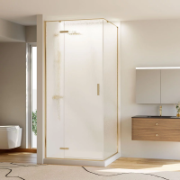 Душевой угол раздвижной прямоугольный RV073RG/L-12090-06-C4 1200х900х1950 Цвет профиля Золото брашинг Стекло Дождь Veconi