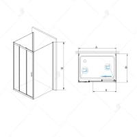 Душевой уголок RGW PA-73-1 (PA-13 + Z-060-2) прямоугольный  140* 80*195 0608731148-011 профиль Хром стекло Прозрачное 5 мм RGW
