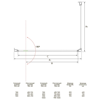 Душевой угол раздвижной прямоугольный RV033-8070-01-C7 800х700х1950 Цвет профиля Хром Стекло Прозрачное Veconi
