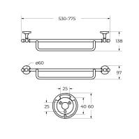 Двойной полотенцедержатель с регулировкой длины от 50 до 80 см цвет Хром AM-E-2648CLS Art&Max