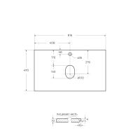 Столешница из керамогранита под накладную раковину 816x468х10 мм KEP-80-CESTR-W0 Cemento Struttura (структурное покрытие) BELBAGNO