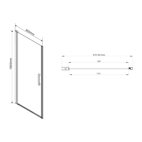 Душевая дверь Orta VPP-1O900CLB 900х1900 цвет черный стекло прозрачное Vincea