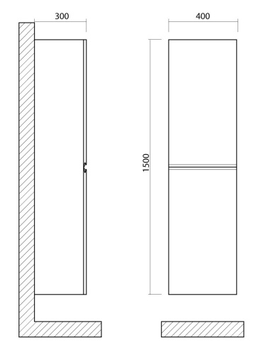 Шкаф подвесной с двумя распашными дверцами, Белый глянец, 400x300x1500 AM-Bianchi-1500-2A-SO-BL ART&MAX