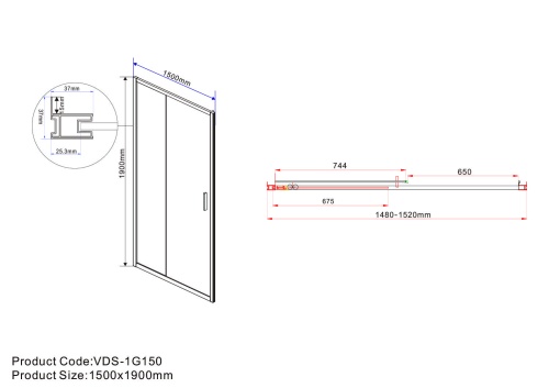 Душевая дверь Garda VDS-1G150CL 1500х1900 цвет хром стекло прозрачное Vincea